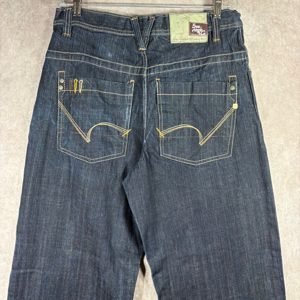 5ive Jungle Jeans Mens 36 Dark Wash Baggy Hip Hop‎ Streetwear Wide Leg Denim y2k